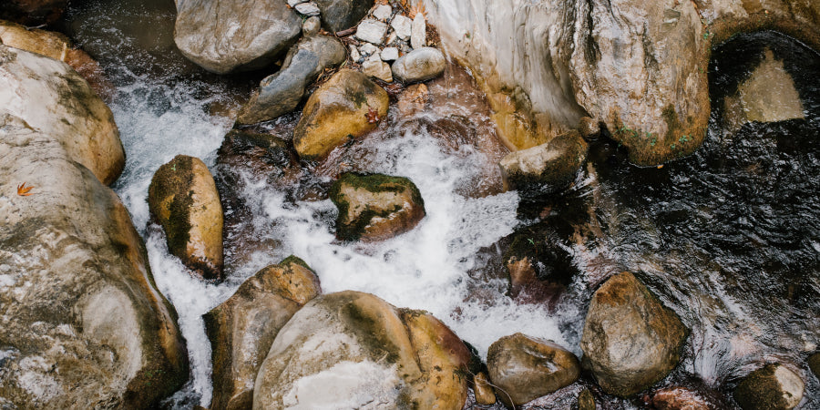 water flowing through rocks