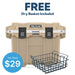 Tan / White Pelican 30QT Cooler With Free Basket