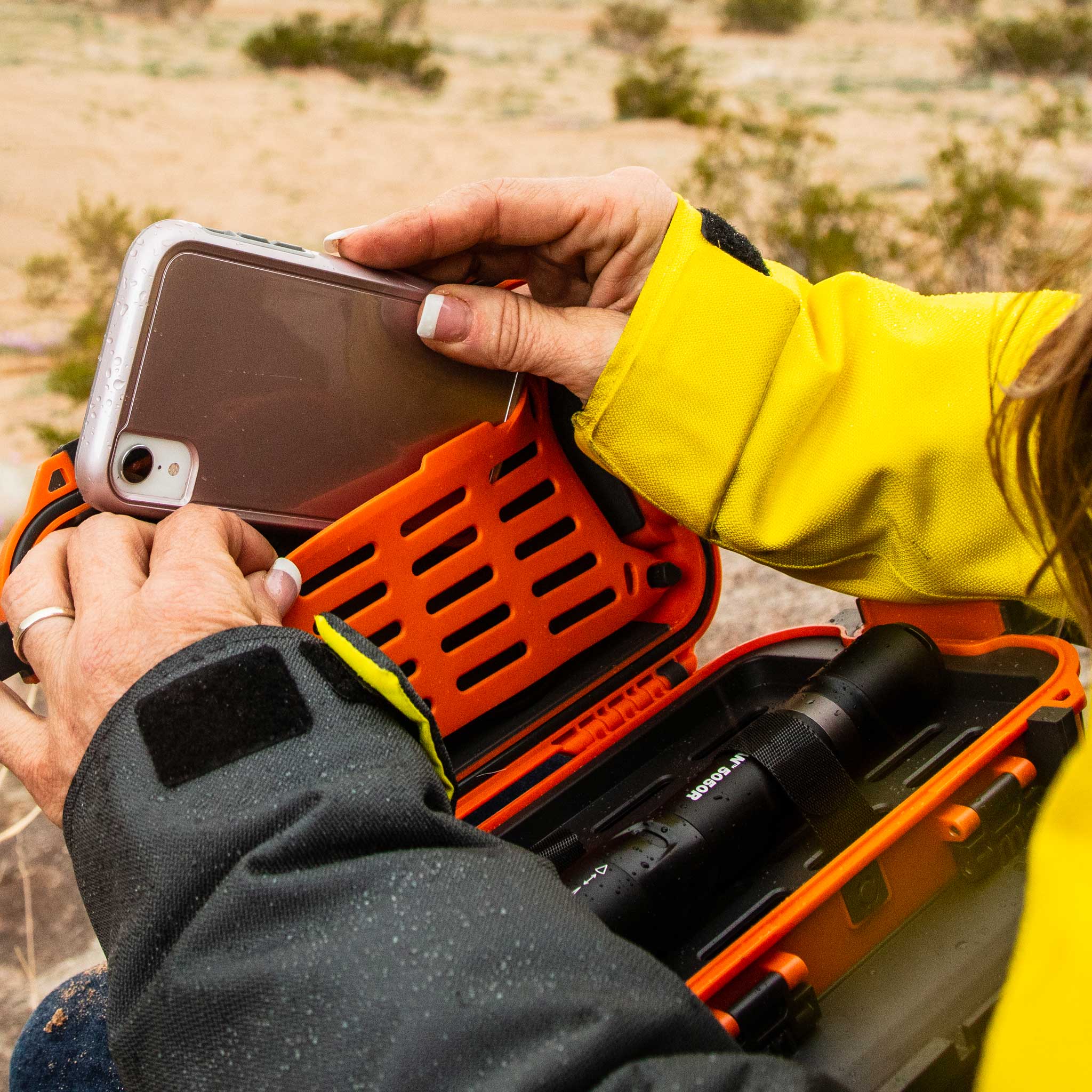 Orange Pelican R40 Ruck Case inside case lid