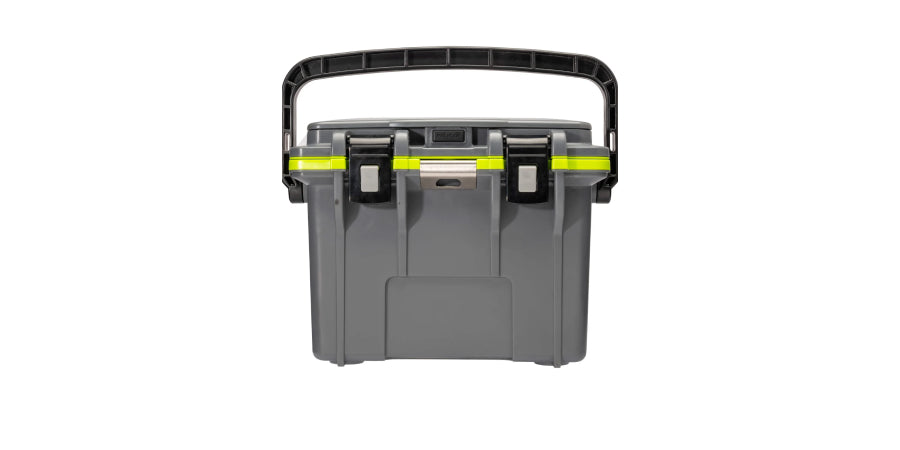 grey and green Pelican 14QT cooler