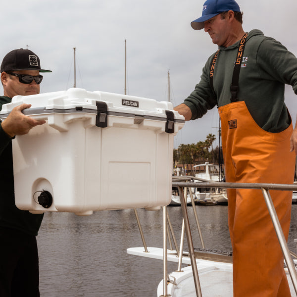 White / Grey 70QT Pelican Cooler Boat