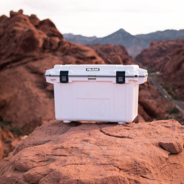 White / Grey 70QT Pelican Cooler Desert