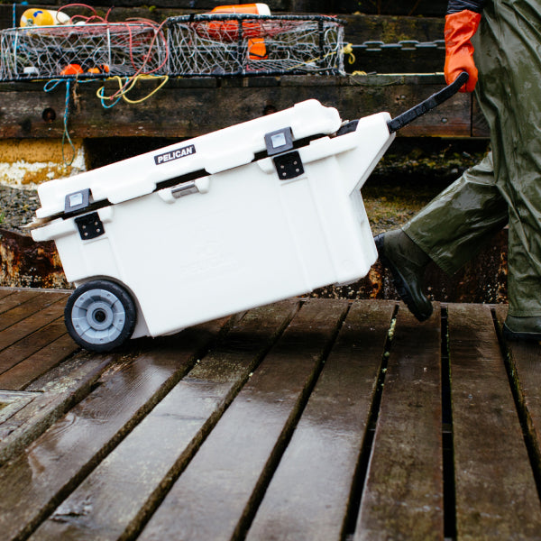 Marine White 80QT Elite Wheeled Cooler Fishing