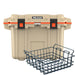 Tan / Orange Pelican 50QT Elite Cooler & Dry Rack Basket