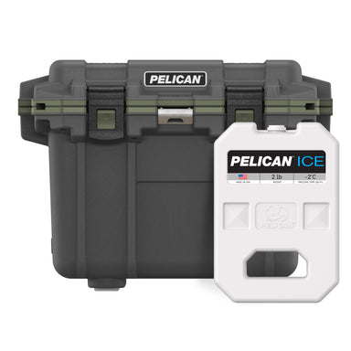 Gunmetal / OD Green Pelican 30QT Cooler with Pelican 2lb Ice Pack