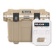 Tan / White Green Pelican 30QT Cooler with Pelican 2lb Ice Pack