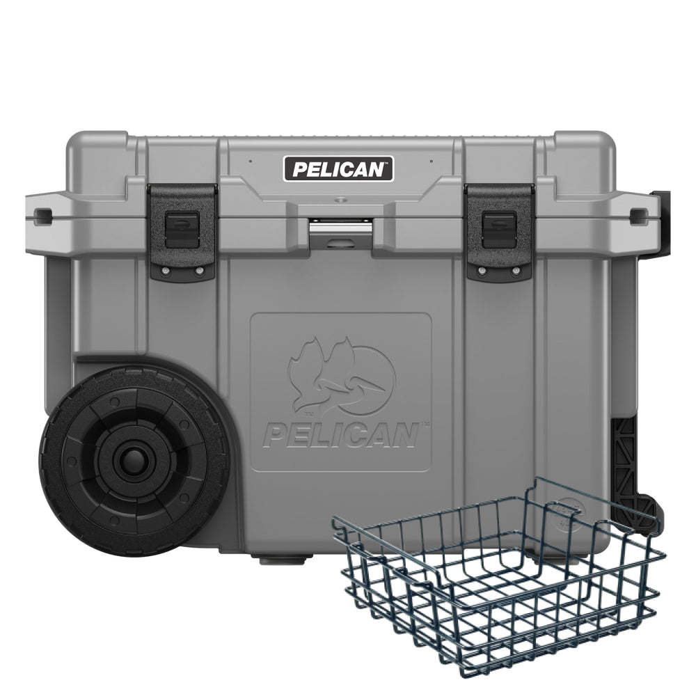 Charcoal Pelican 45QT Cooler with Pelican Dry Rack Basket