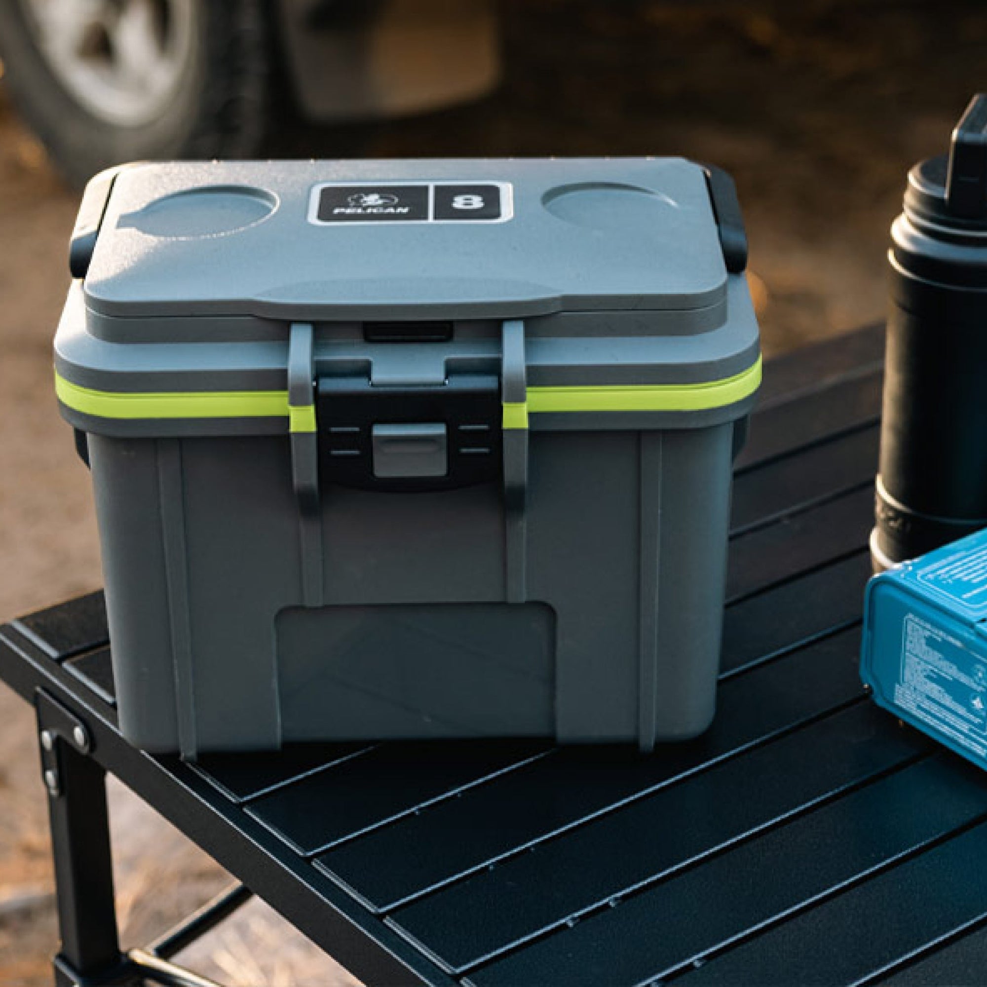 Dark Grey / Green Pelican 8QT personal lunchbox cooler 