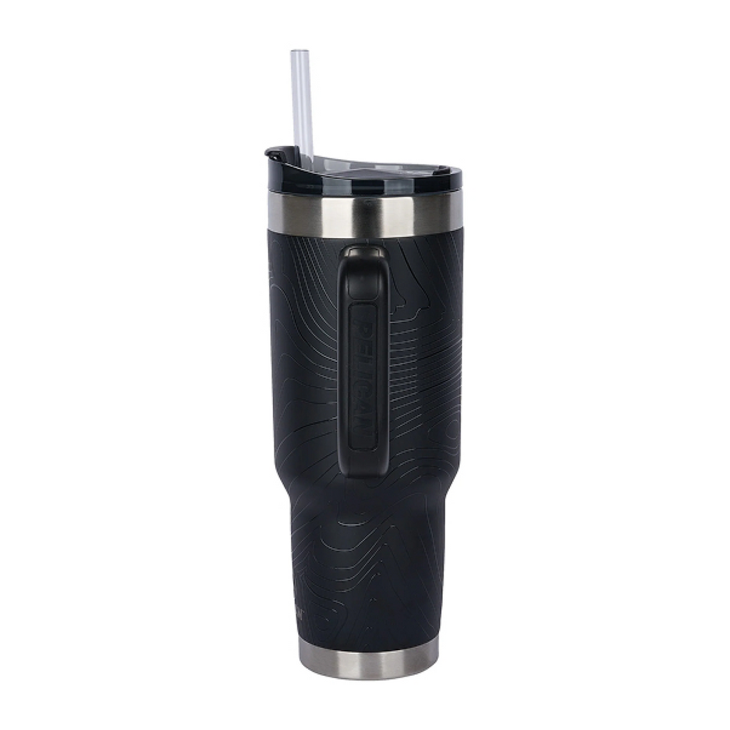 Pelican 40oz Porter Tumbler, Topographical Design, Topo Black