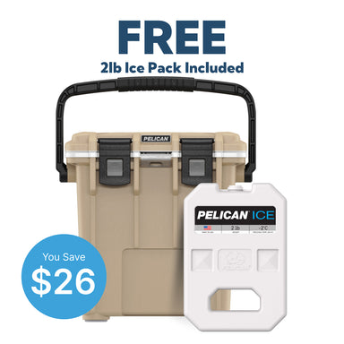 Tan / White Pelican 20QT Cooler With Free 2lb Ice Pack