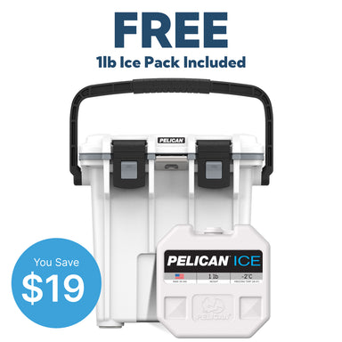 White / Grey Pelican 20QT Elite Cooler Free 1lb Ice Pack