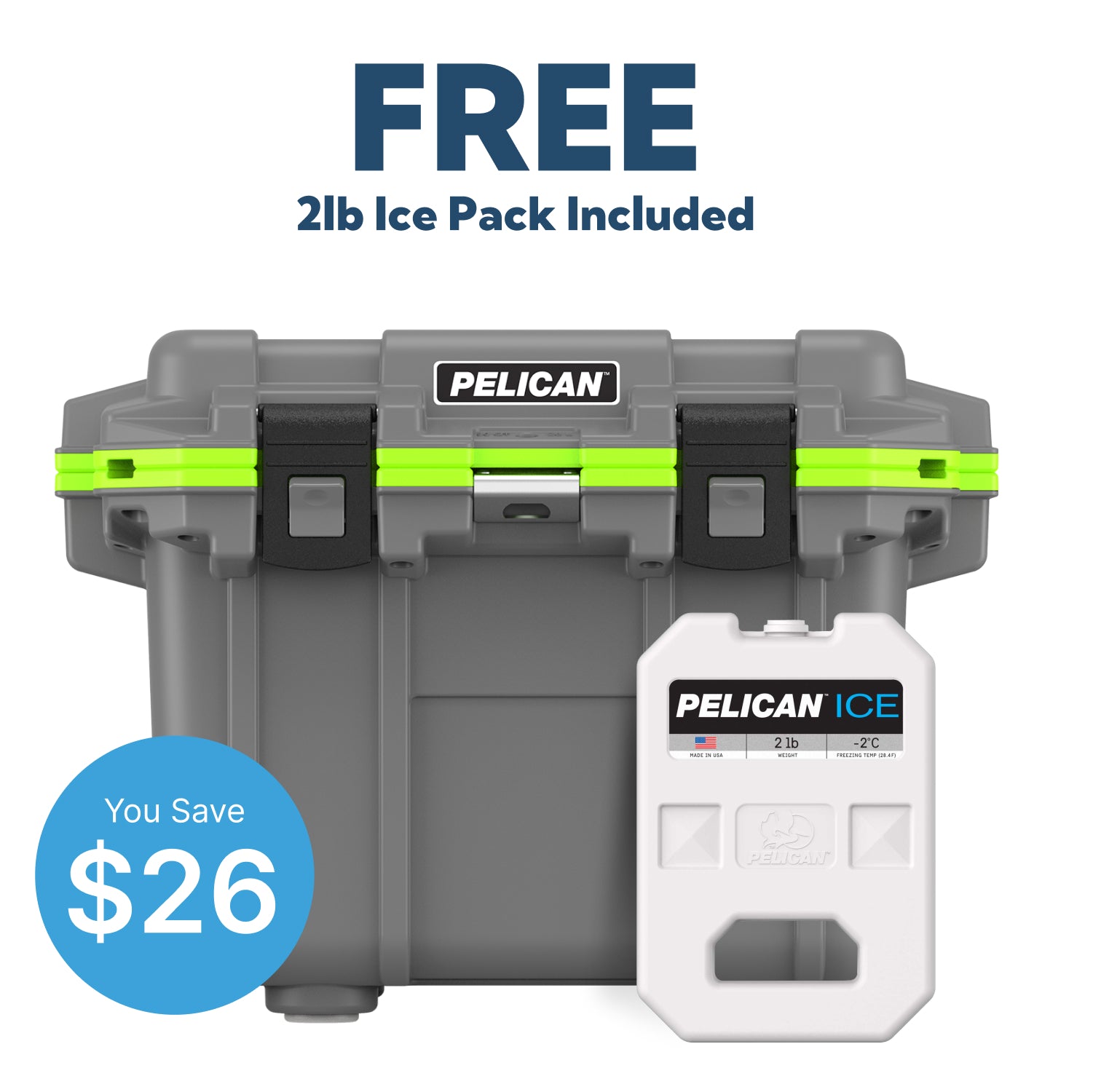 Pelican 30QT Elite Cooler with Free 2lb Pelican Ice Pack