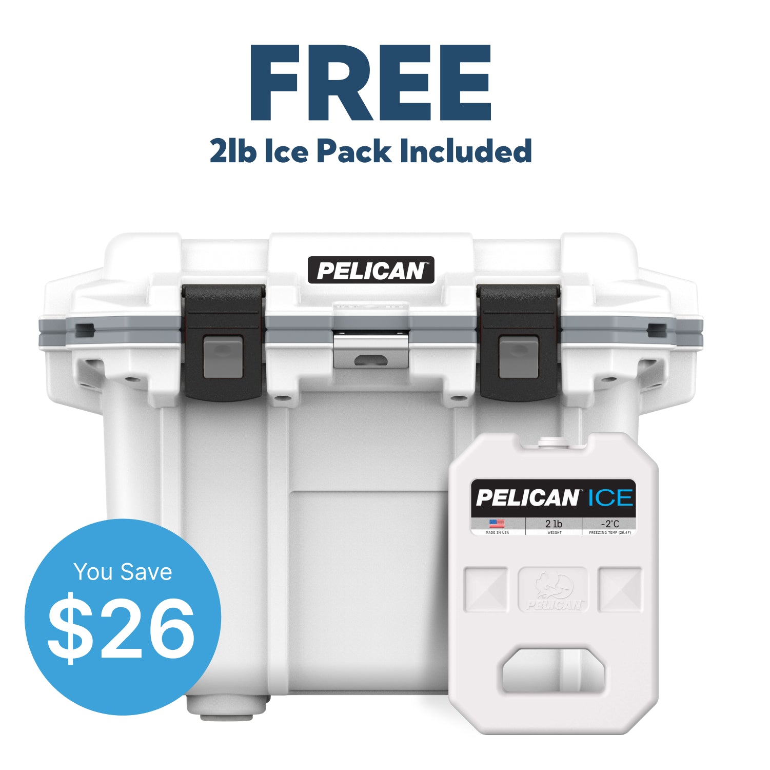 Pelican 30QT Elite Cooler with Free 2lb Pelican Ice Pack