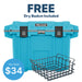Cool Blue / Grey Pelican 50QT Elite Cooler & Free Dry Rack Basket