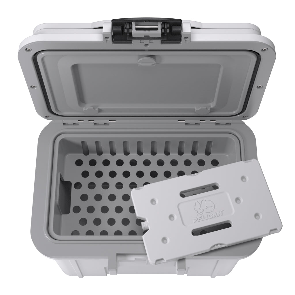 White / Grey Pelican 8QT personal cooler with ice pack out