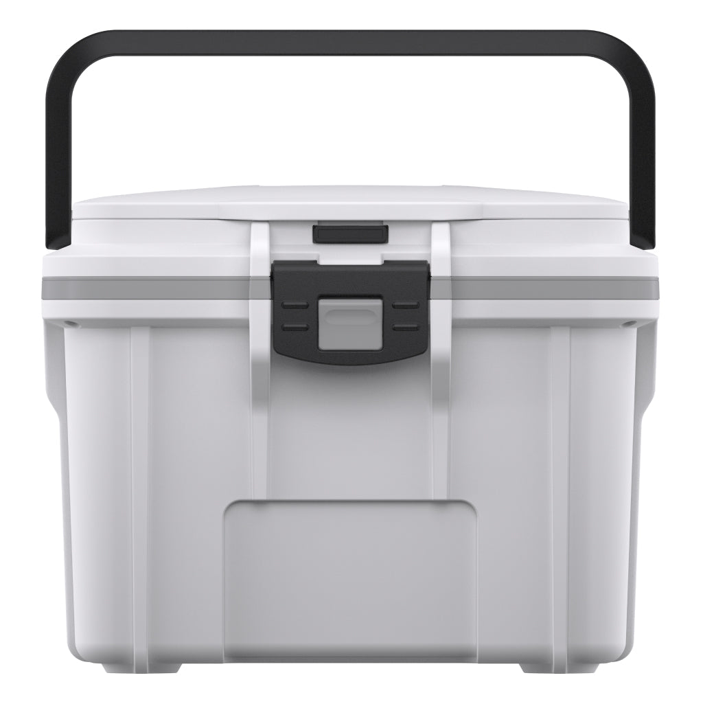 White / Grey Pelican 8QT personal cooler & dry box front
