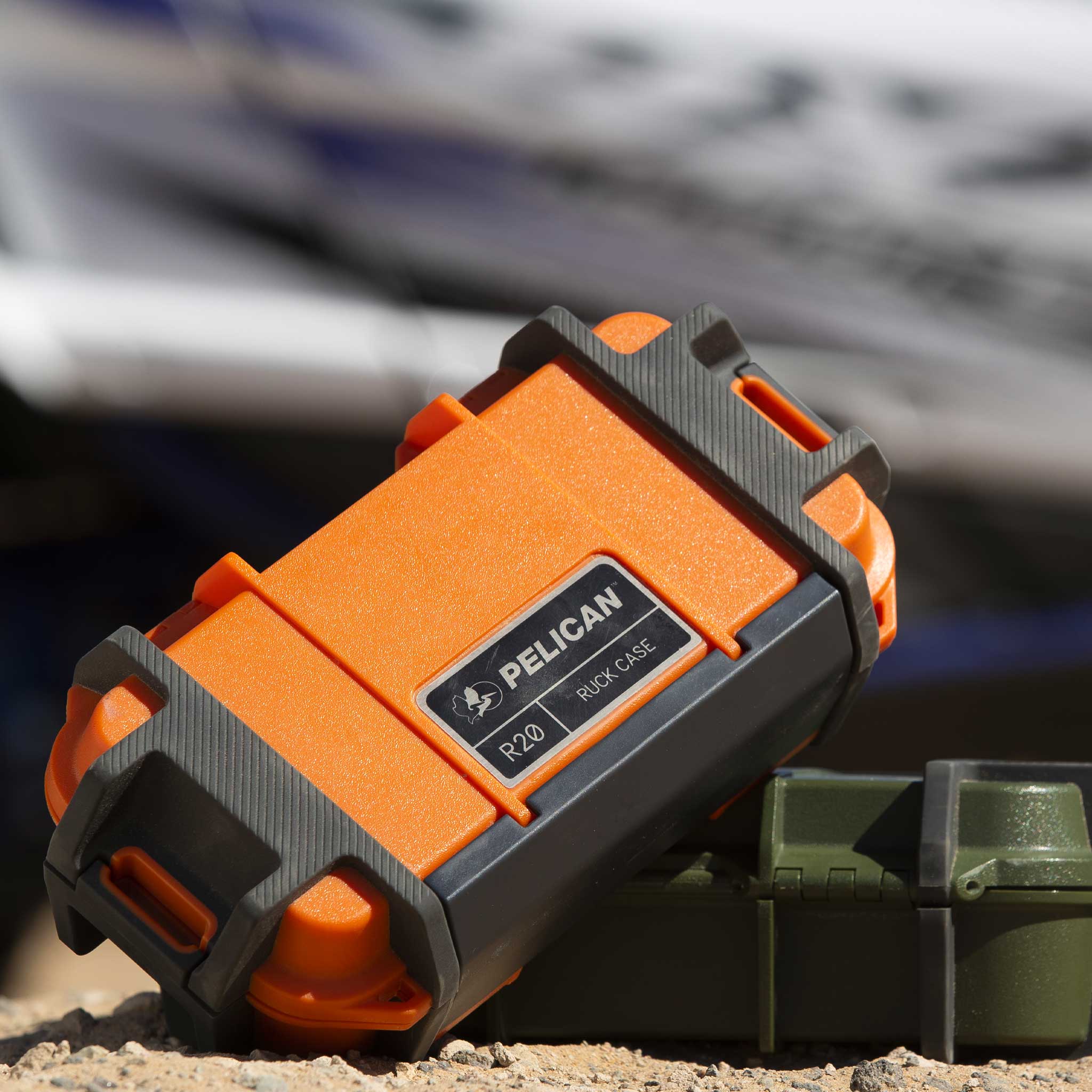 Orange Pelican R20 Ruck Case outdoors