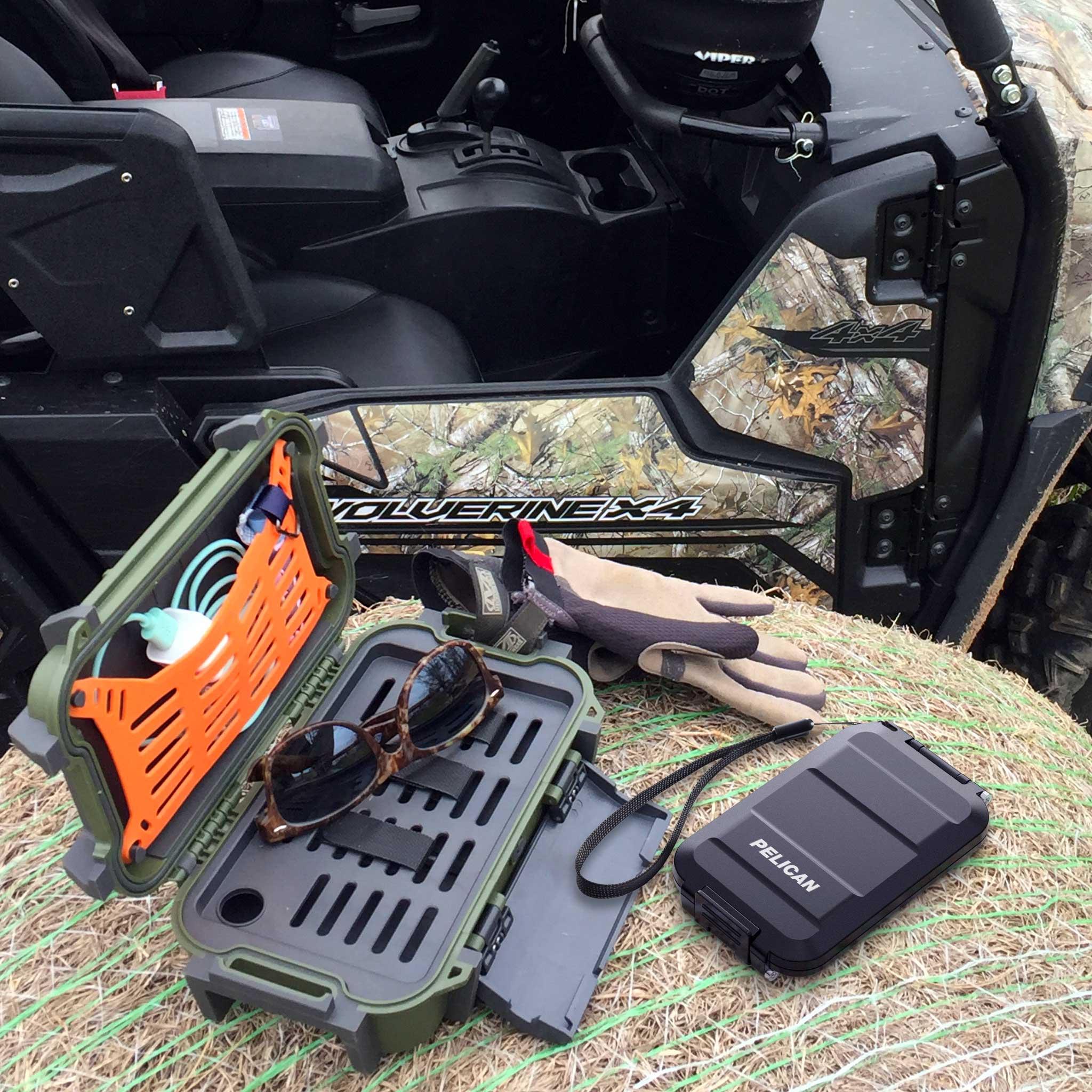 OD Green Pelican R40 Ruck Case next to ATV