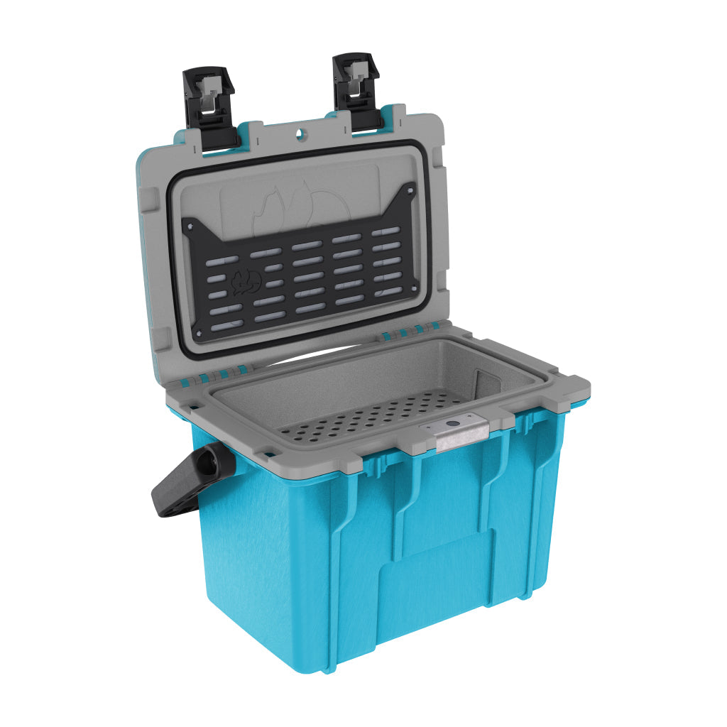Cool Blue / Grey 14QT Personal Cooler Dry Box Open