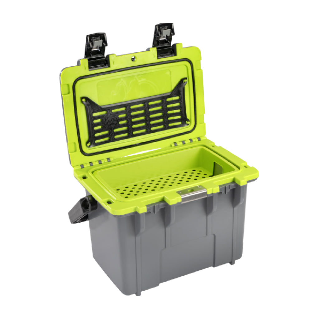 Dark Grey / Green 14QT Personal Cooler Dry Box Open