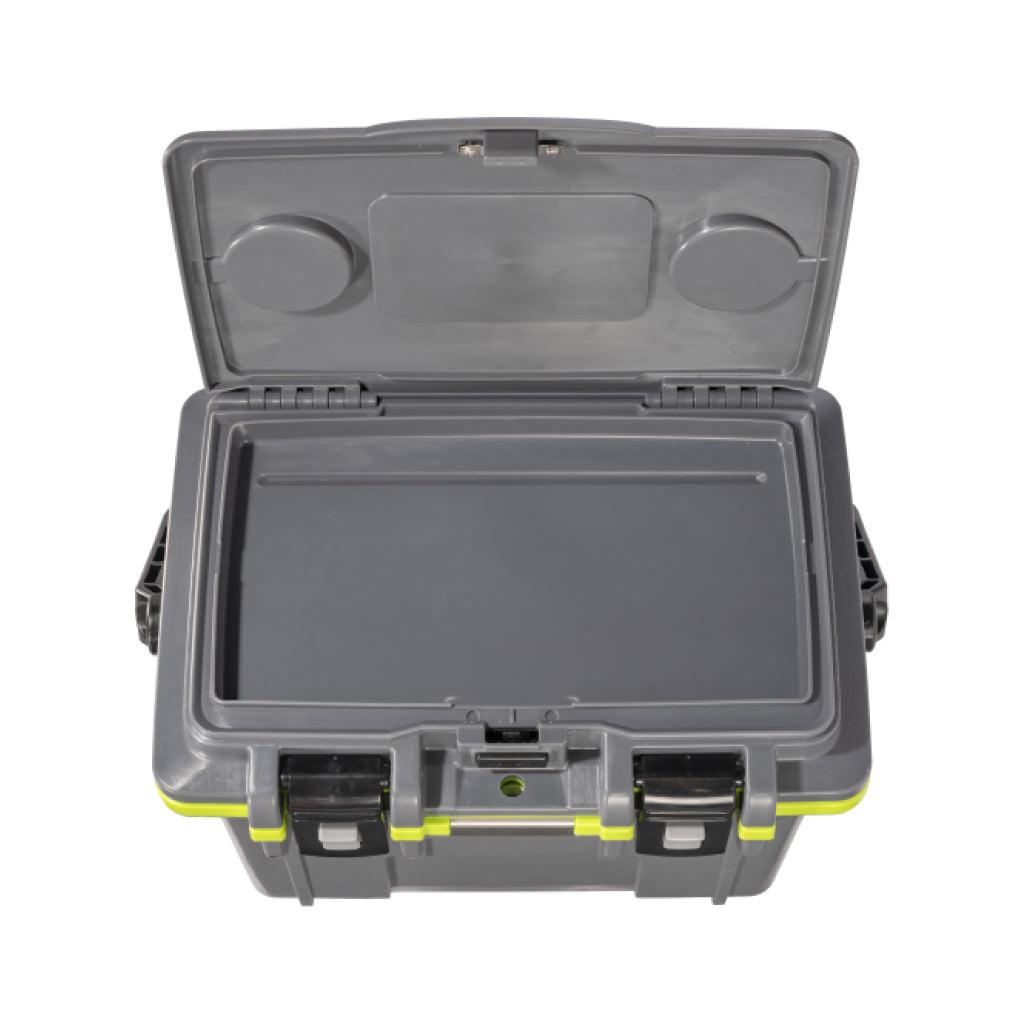 Dark Grey / Green 14QT Personal Cooler Dry Box Open Front