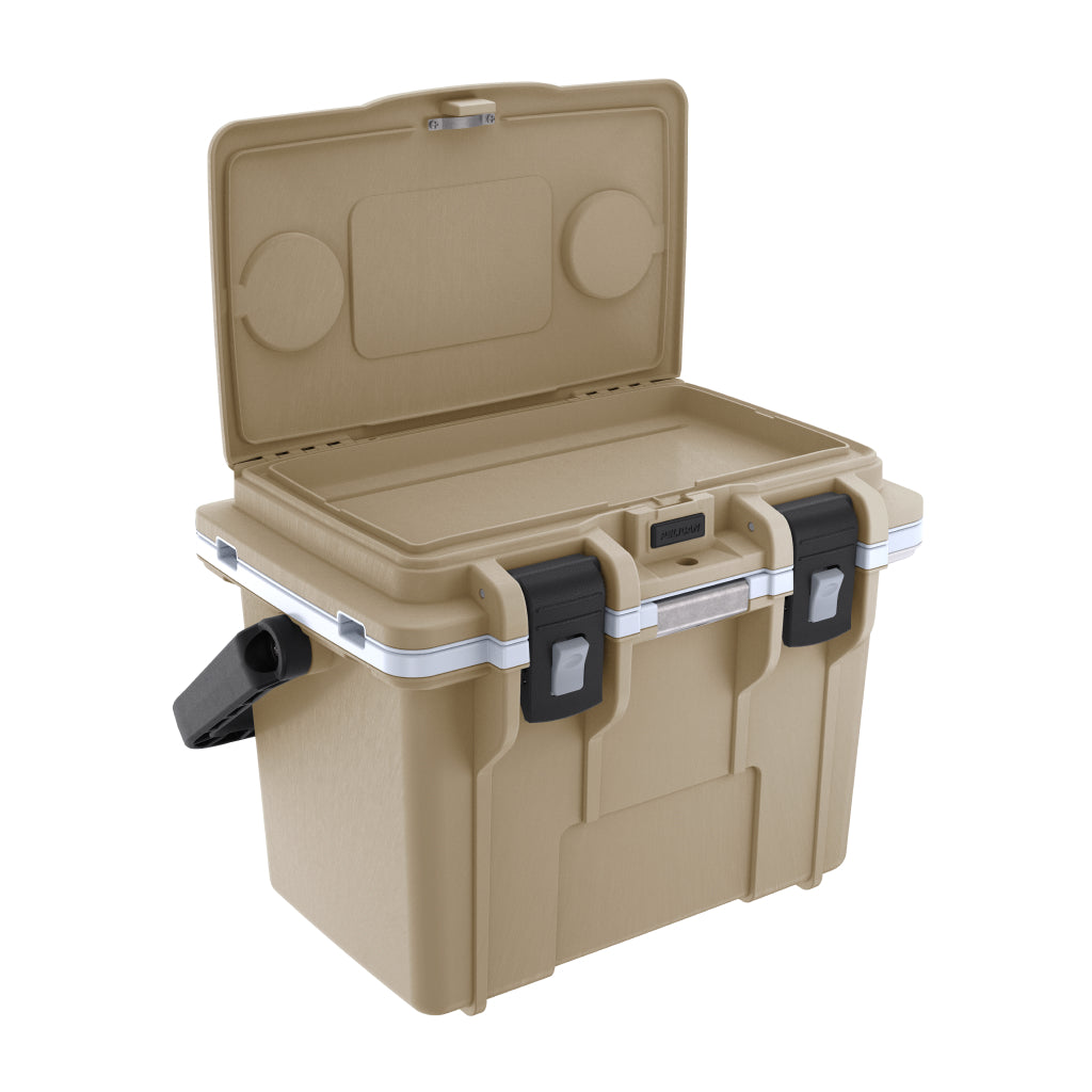 Tan / White 14QT Personal Cooler Dry Box Open Side
