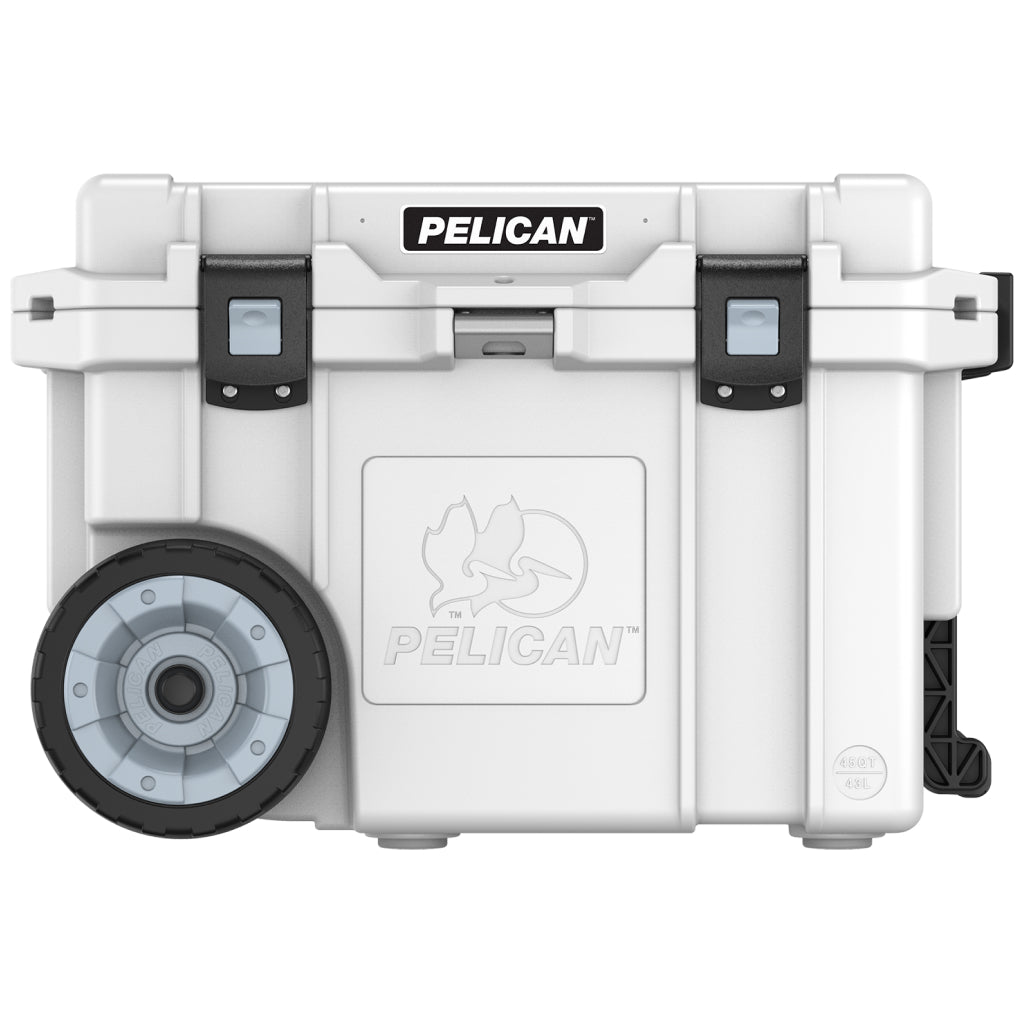 Marine White 45QT Elite Wheeled Pelican Cooler Front