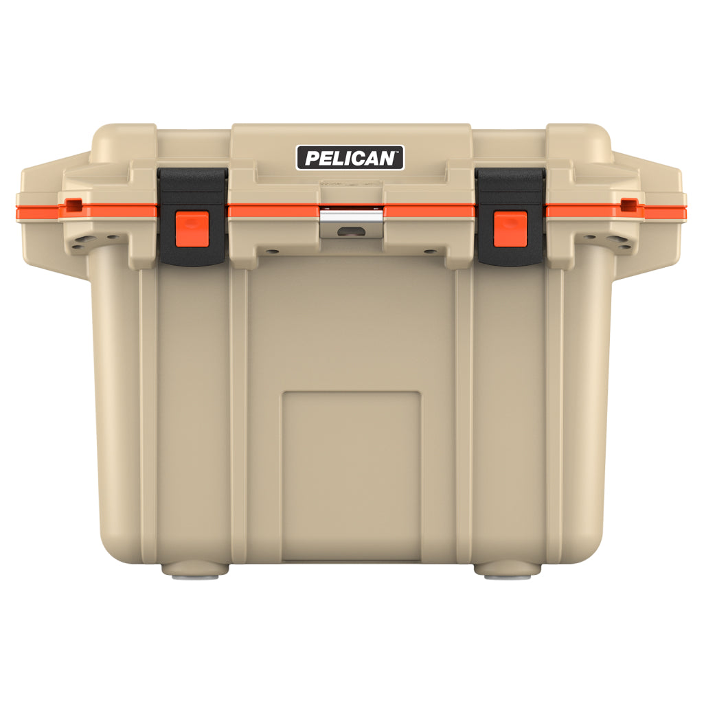 Tan / Orange Pelican 50QT Elite Cooler Front