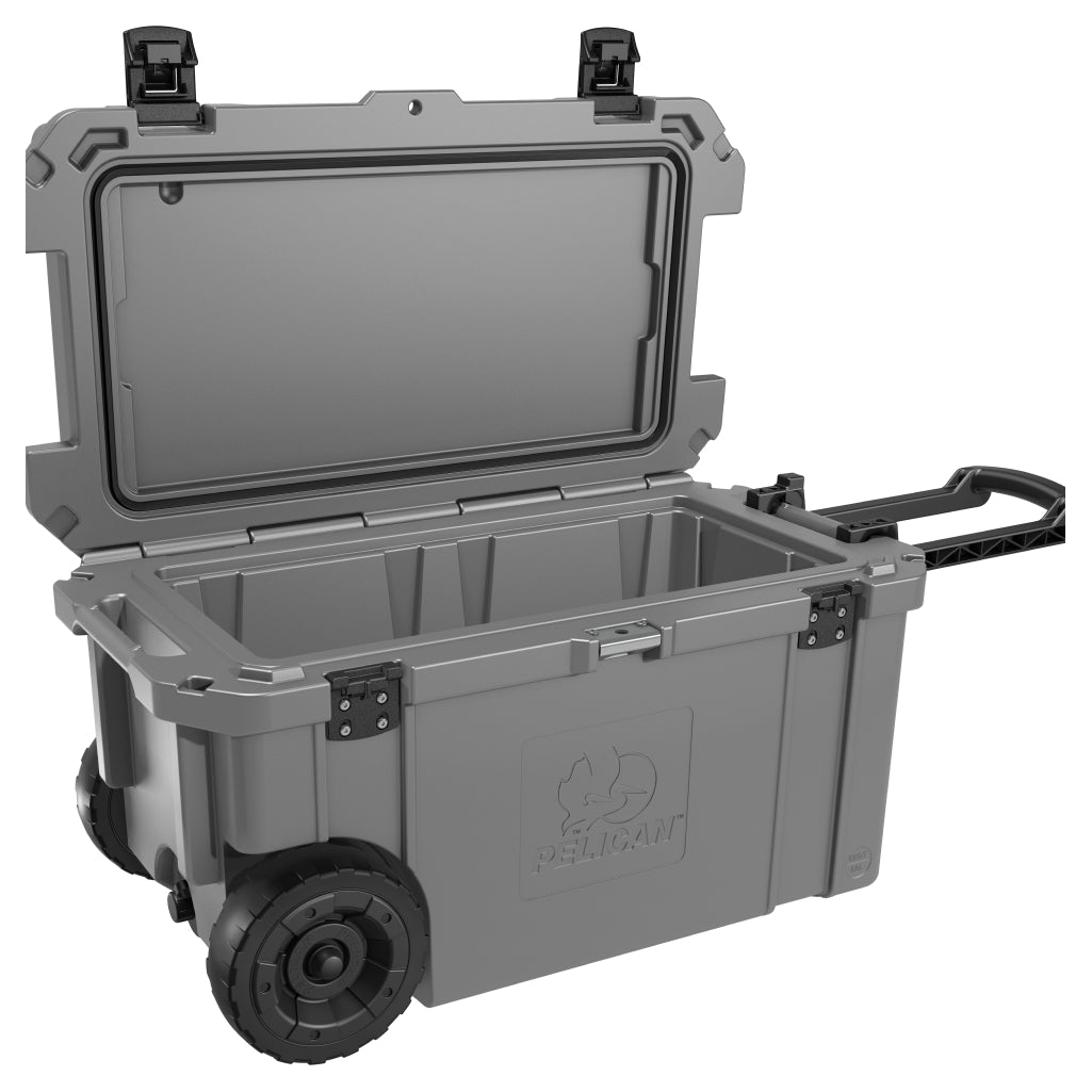 Graphite 65QT Elite Wheeled Cooler Open