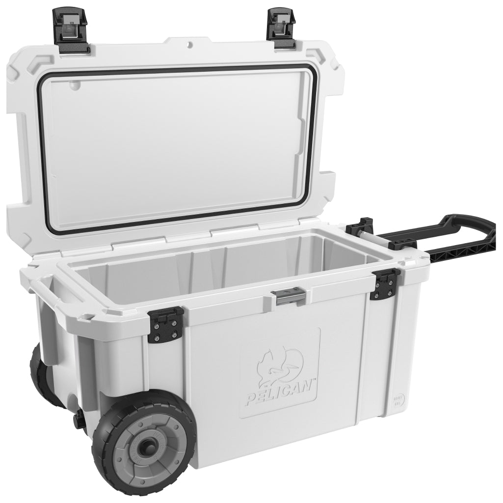 Marine White 65QT Elite Wheeled Cooler Open