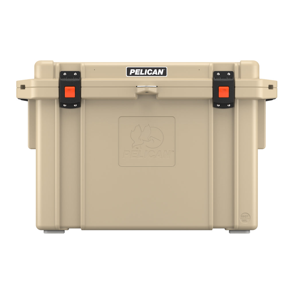 Outdoor Tan 95QT Pelican Elite Cooler Front