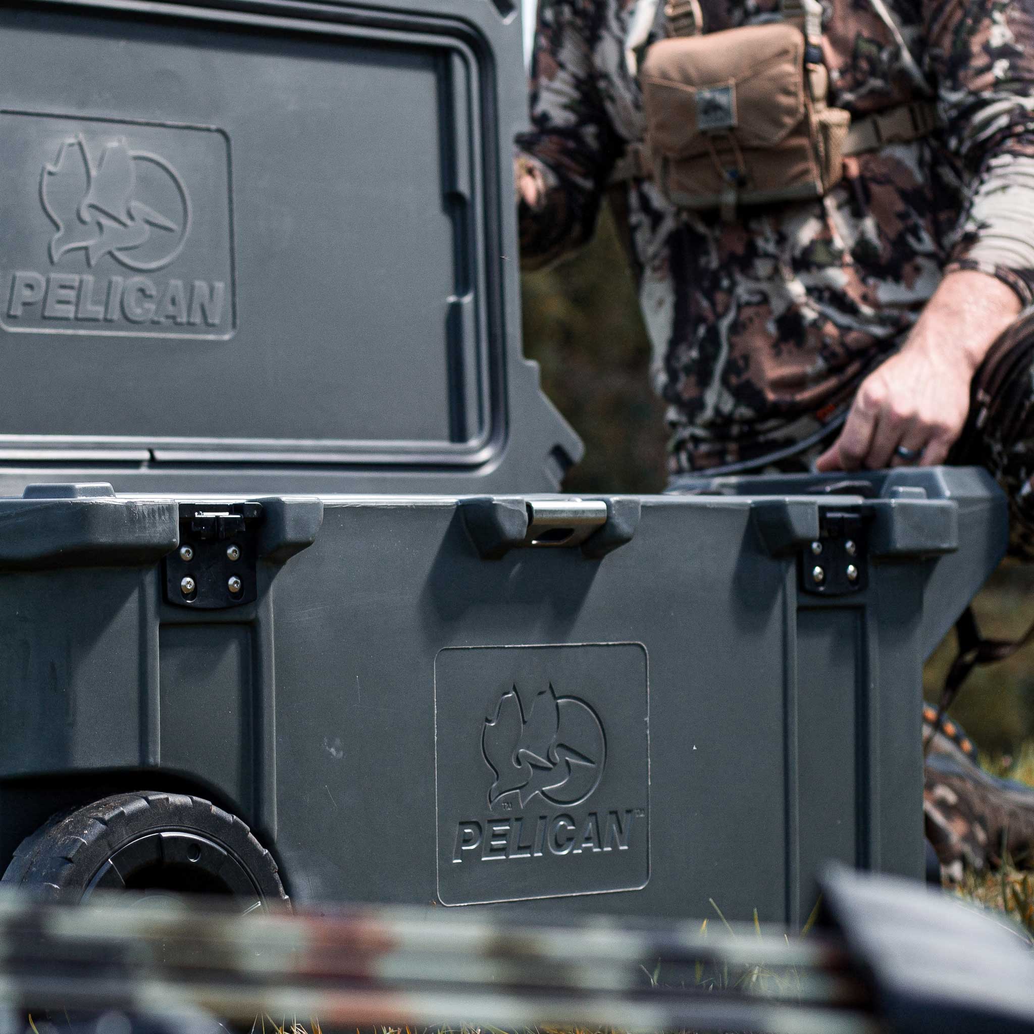 Charcoal 80QT Pelican Elite Wheeled Cooler