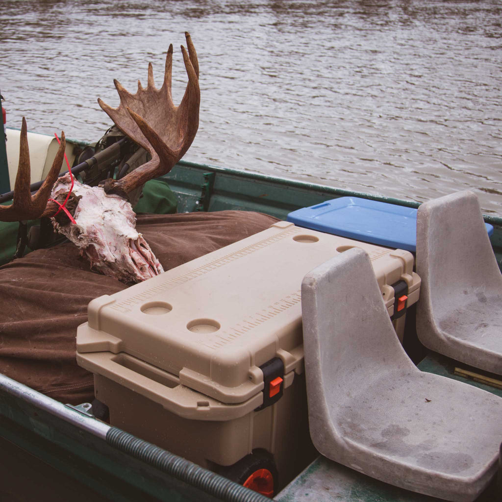 Desert Tan 80QT Elite Wheeled Cooler Boat