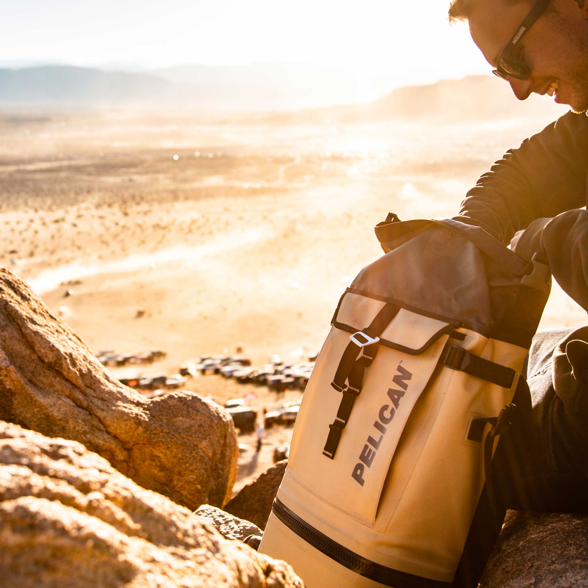 Coyote Pelican backpack cooler in the mountains