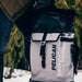 Light Grey Pelican backpack cooler with dry bag open
